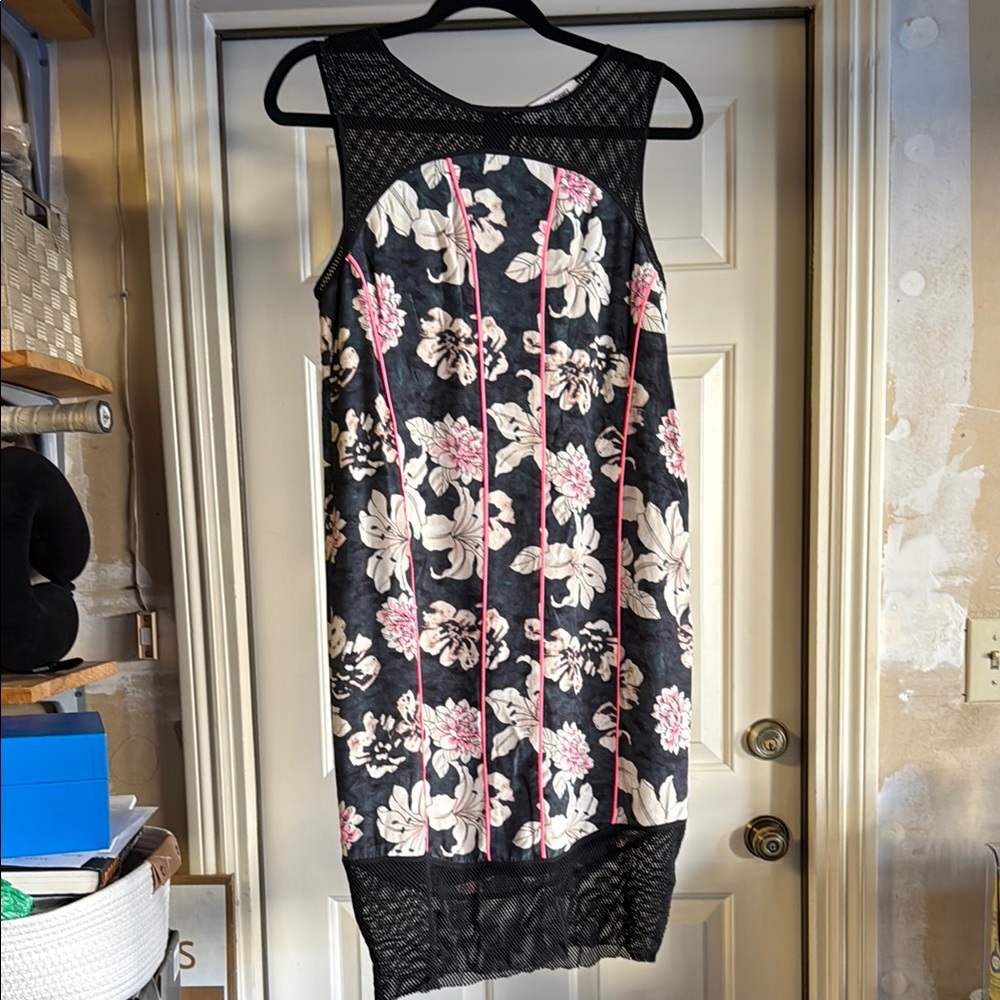 Elizabeth and James Black and Pink High Low Sheath Dress